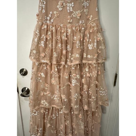 BCBG Max Azria Willow Embroidered V-neck Evening Dress Pink Size 10 NWT Romantic - Picture 6 of 15